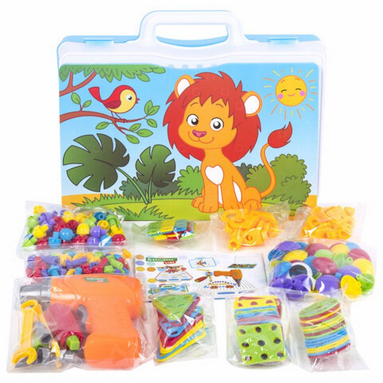 Конструктор пластиковый Развивающий с шуруповертом 247 дет. BRAUBERG KIDS