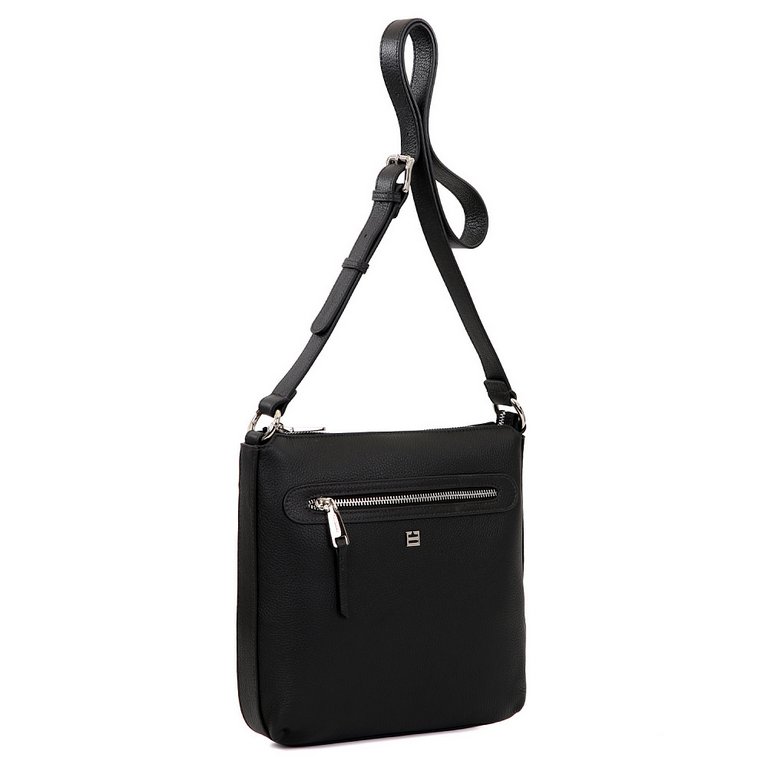 Сумка женская FABRETTI 26*8*25см, нат. кожа, черный
