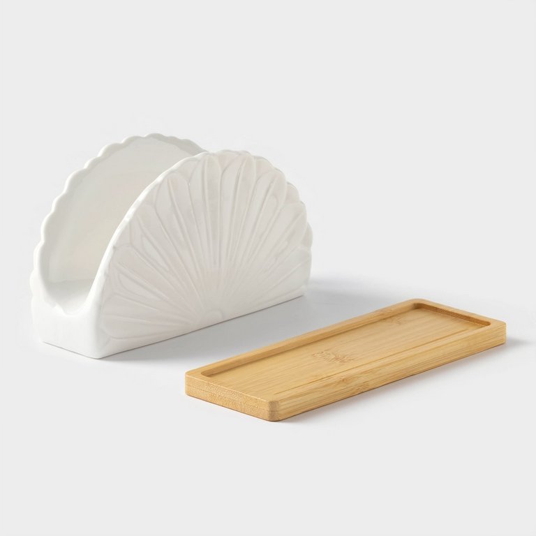 Салфетница на деревянной подставке "Тюльпан"