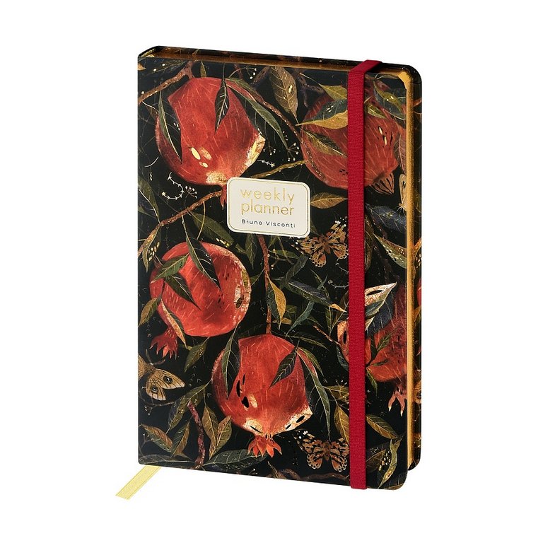 Еженедельник без дат 142*215 мм Bruno Visconti "Flora. Гранат" тв. обл. на резинке