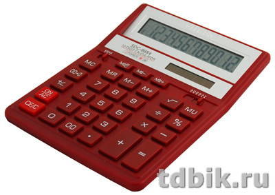 Калькулятор наст. Citizen SDC-888XRD (12 разр., 2 питания, коррекция 203*158*31мм) красный