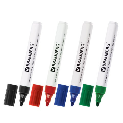 Набор маркеров для доски  4шт Brauberg 5мм круглые (водные)