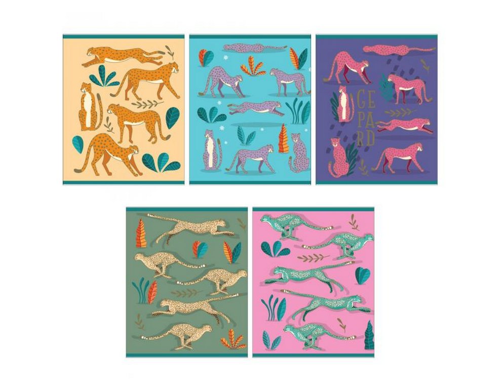 Тетрадь 96 лист кл. А5 на скрепке "Гепарды"