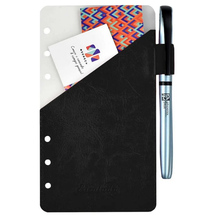 Разделитель сменный для кредитных, дисконтных карт, пропусков, кожзам, пластик черный