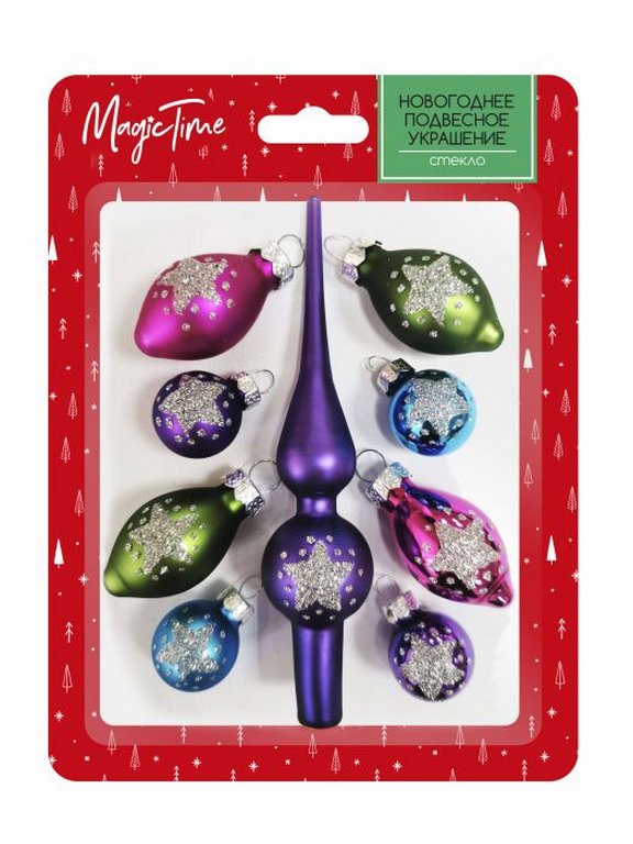 Набор украшений из стекла "Яркий набор" 9 шт/уп