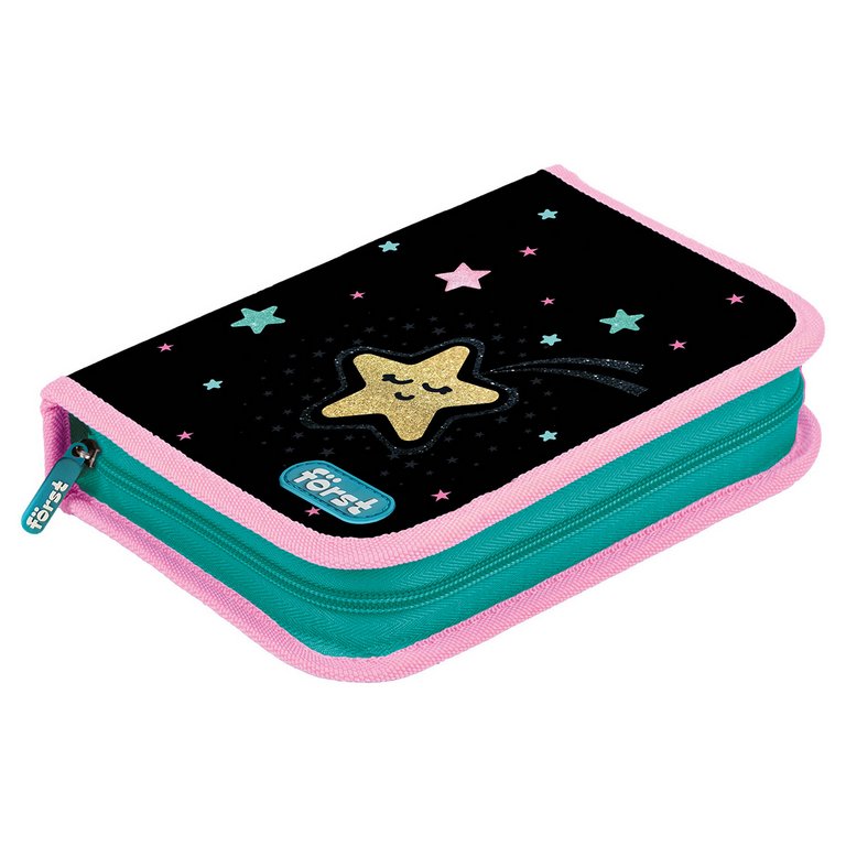 Пенал 1 отд. 1 откид. планка для девочки Forst "Stars" 14x20x4 cм (ткань)