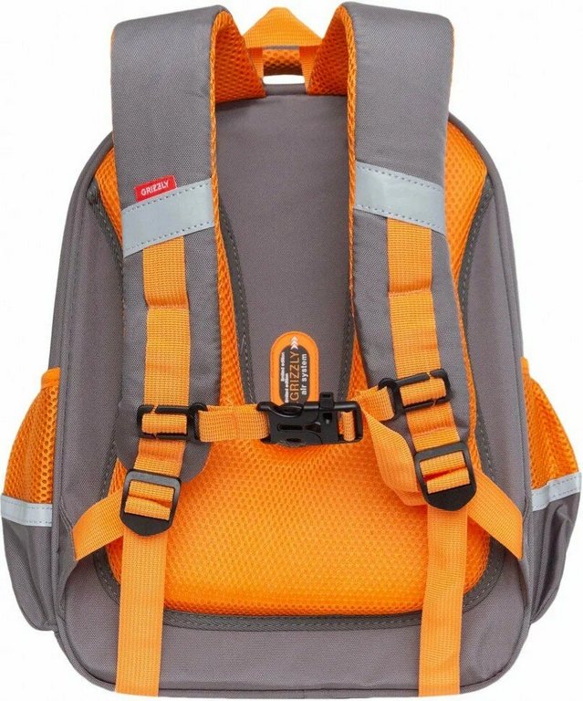 Рюкзак каркасный для девочки Grizzly 28*36*20 см., серый