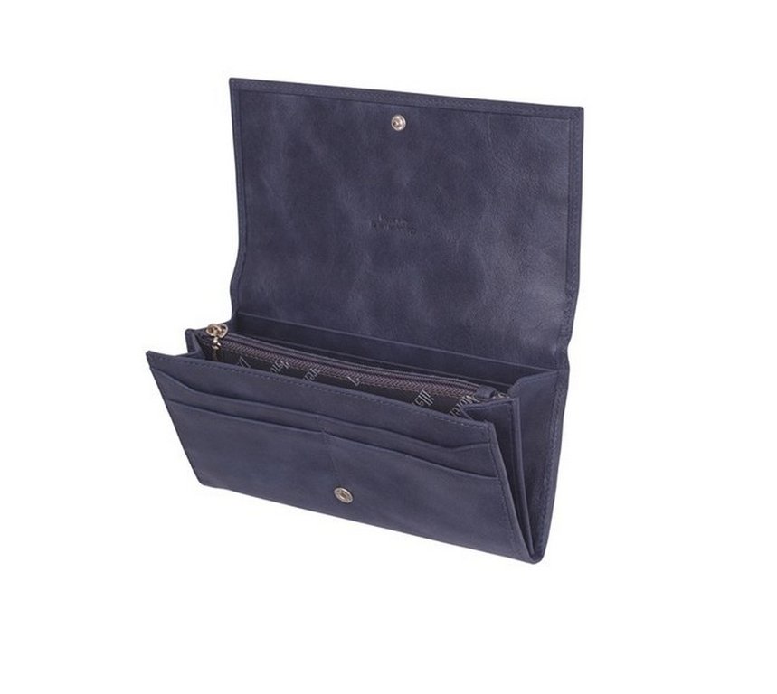 Портмоне D.Morelli женское "Сюита" большое  нат. кожа,  синее