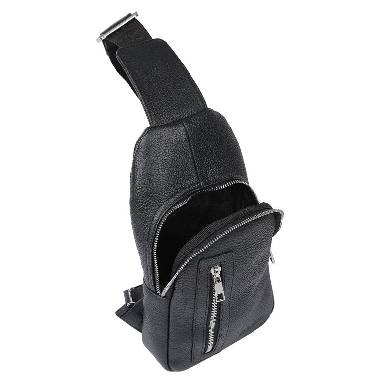 Сумка мужская FABRETTI 16*28*6, нат. кожа, черный