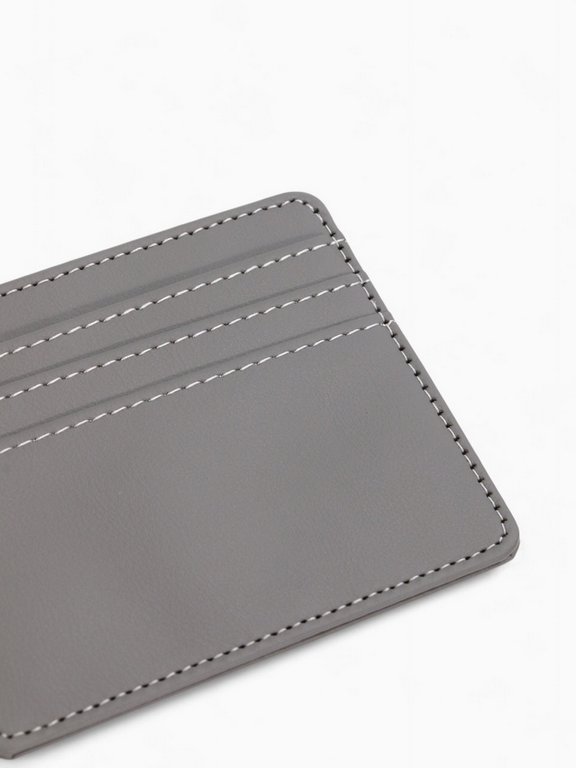 Картхолдер, на 3 карты, отделение для купюр, серый