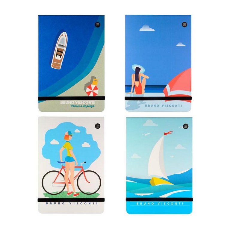 Блокнот А5 200л., 148*210 мм, обложка на резинке "Megapolis Journal. SUMMER TIME" в линейку, 4 ВИДА