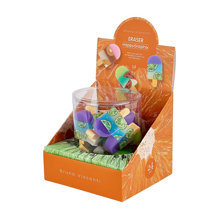 Ластик Bruno Visconti "HappyGraphix. Фруктовое мороженое" (3 вида)