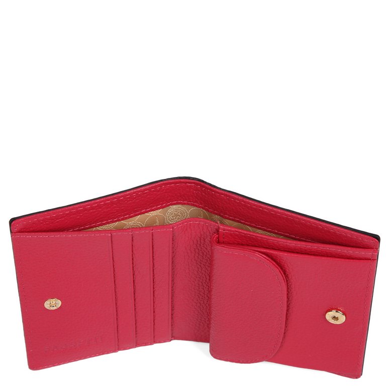 Портмоне FABRETTI женское, нат. кожа, 11*9*2,5 см, коралловый