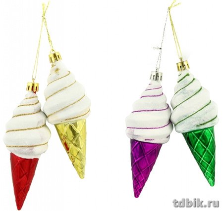 Набор украшений из пластика "Мороженое" 13см (2шт/уп)