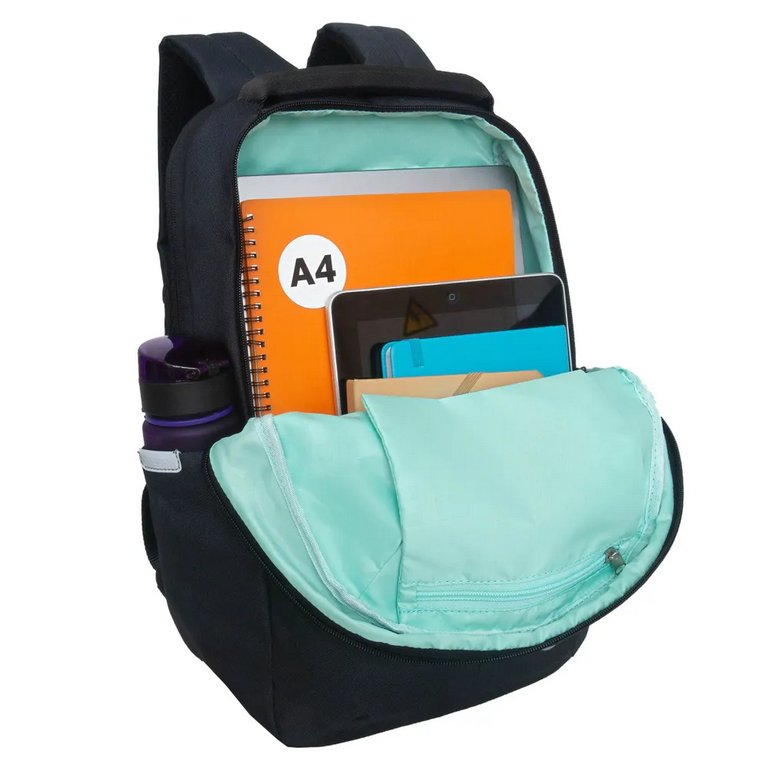 Рюкзак школьный для девочки Grizzly 28*42*14 см, черный