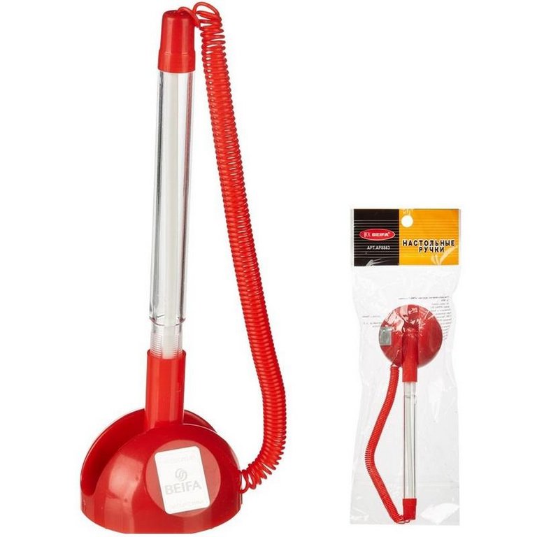 Ручка шариковая настольная красный корпус Beifa 0,7мм синяя (стерж. 125мм, линия 0,5мм)