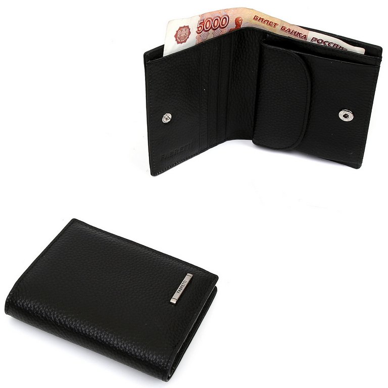 Портмоне FABRETTI женское, нат. кожа, 11*10*3см, черный