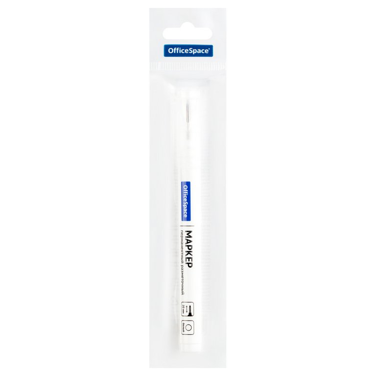 Маркер с удлиненным наконечником перманентный 0,7 мм круглый, белый OfficeSpace