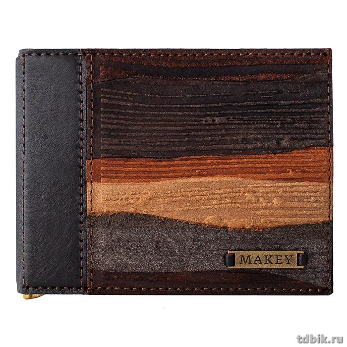 Зажим для денег 82*106мм "Макей" нат. кожа, цвет коричневый (многофункциональный)