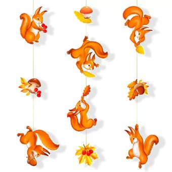 Гирлянда на нитках "Белки и дары осени"