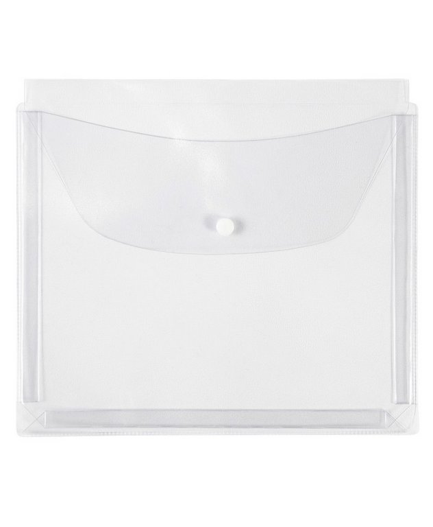 Папка-конверт на кнопке A5 пластик 0,18 мм, с расширением, прозрачная ДПС