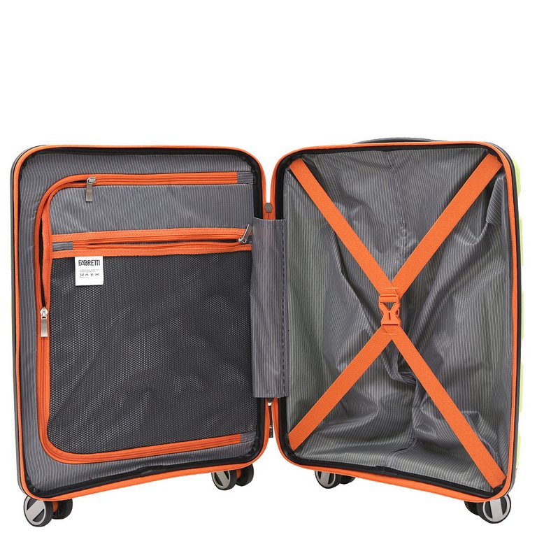 Чемодан 4-х колесный FABRETTI 100% полипропилен, 56*39*20 см, салатовый