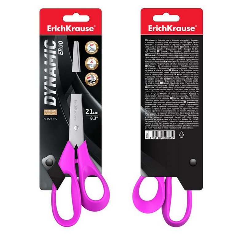 Ножницы 210 мм пластмас. эргоном. рукоятка Erich Krause Dynamic
