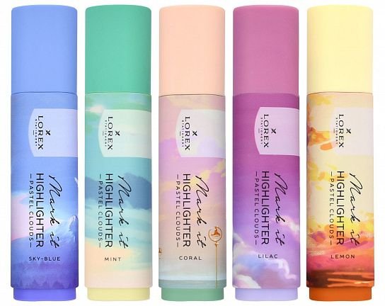 Текст-маркер LOREX "PASTEL CLOUDS" 1-5 мм (ассорти)