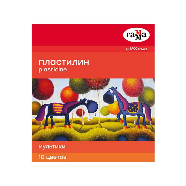 Пластилин 10 цв. 200 гр. Гамма "Мультики", со стеком, картон. упаковка