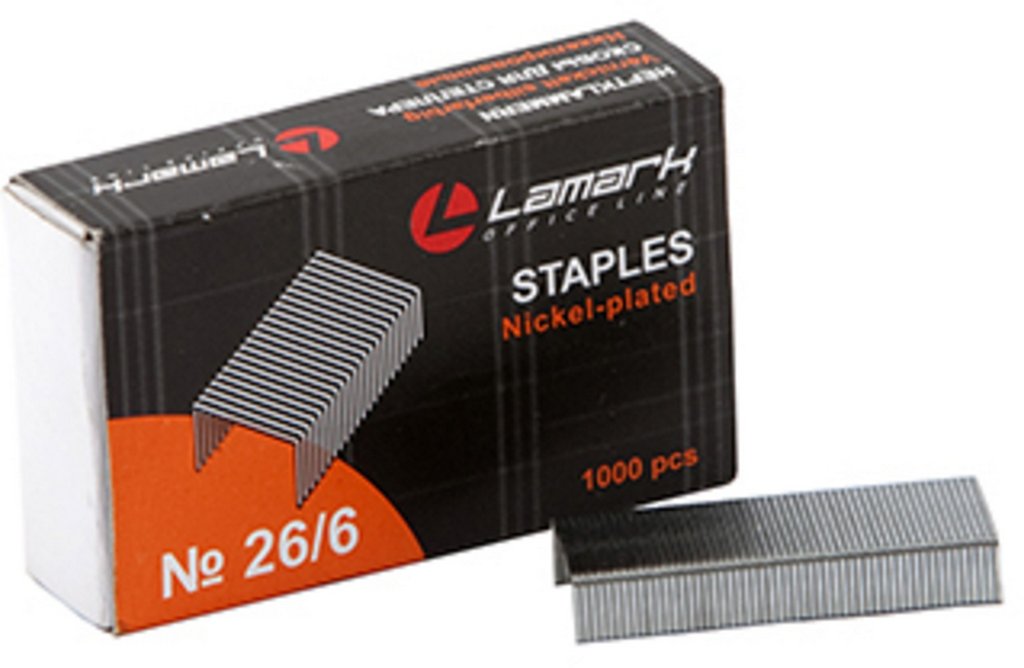Скобы 26/6 Lamark 1000 шт/уп, оцинкованные, до 30 листов