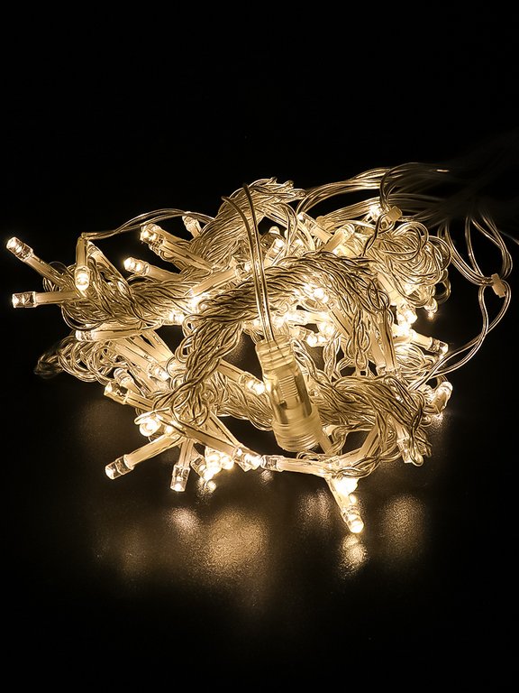 Гирлянда комнатная Занавес 1*2м, 96 тёплых ламп, 1 реж., прозрачная нить