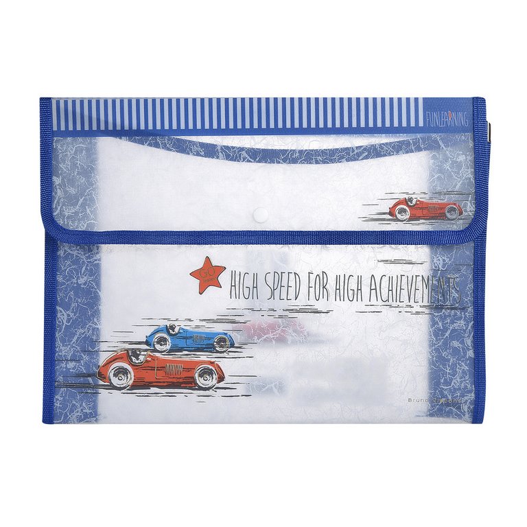 Папка для тетрадей А4 на кнопке BrunoVisconti "Cars" с текстильной окантовкой
