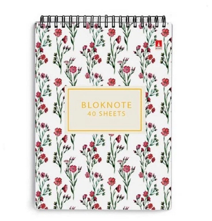 Блокнот А7  40л.,  68*104 мм, на гребне "ЦВЕТЫ. ПАТТЕРН" 5 ВИДОВ