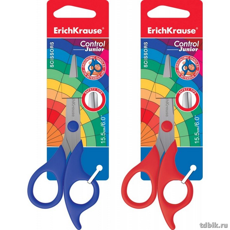 Ножницы 155 мм детские закругленные лезвия Erich Krause Control Junior