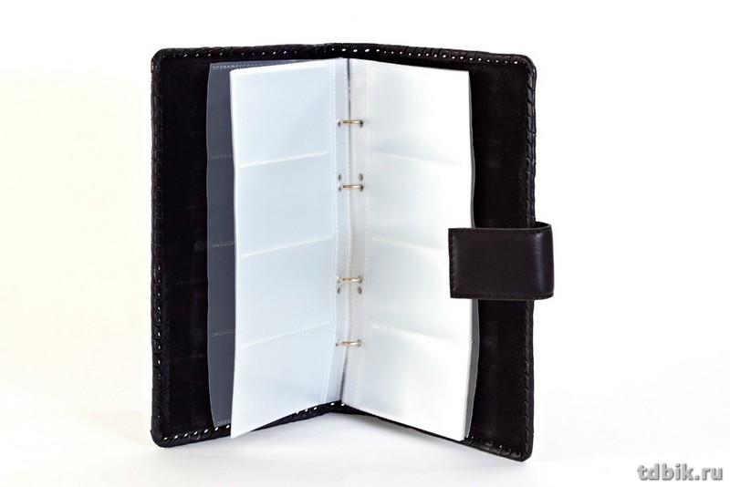 Визитница Макей 155*256мм на 160 визиток, (клясс. на 4 виз.) нат. кожа, цвет черный