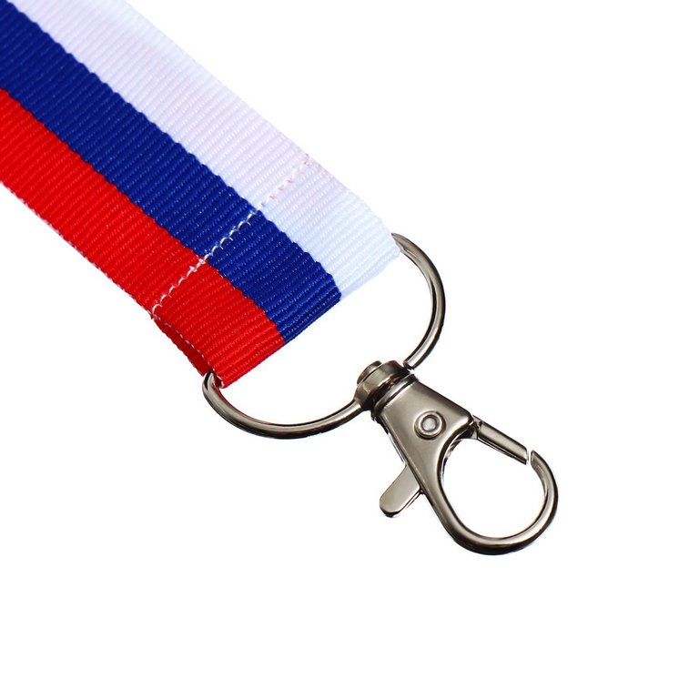 Шнур для бейджа триколор с карабином, длина 80см, ширина 2,4 см Calligrata