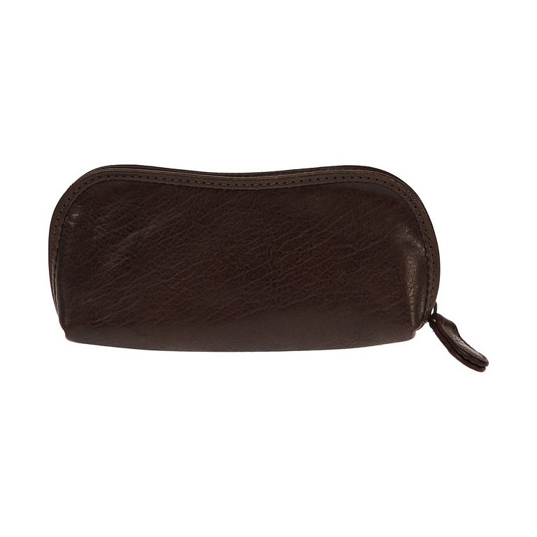 Футляр для очков Dr.Koffer, 7*15*3см, нат. кожа, на молнии, коричневый