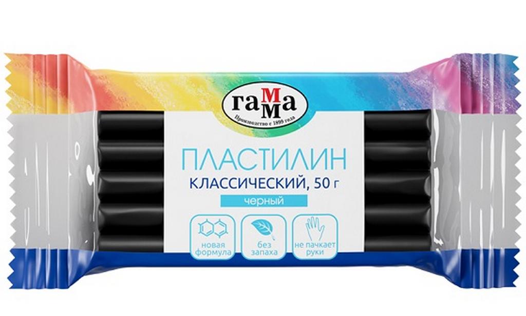 Пластилин  1 цв. черный 50г Гамма "Классический"