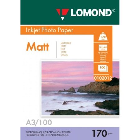 Фотобумага Lomond А3 170г, 100 л/уп. матовая, двухстор.