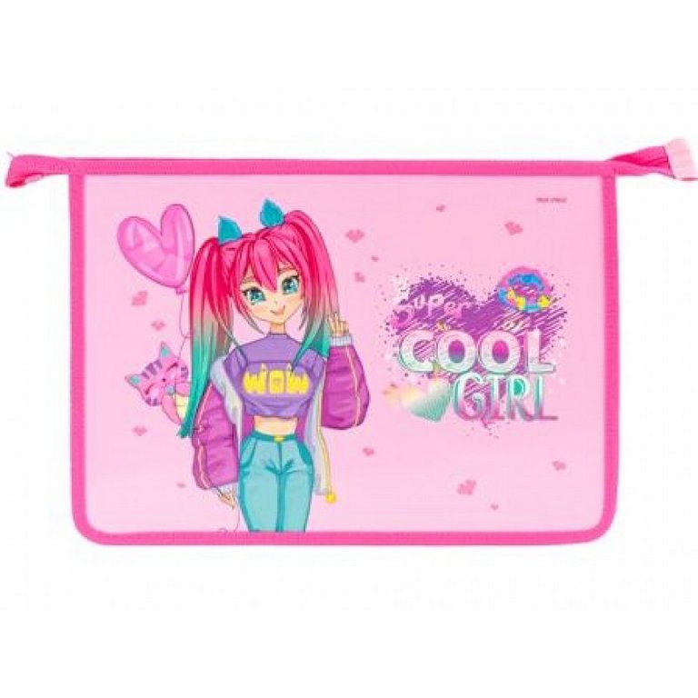 Папка для тетрадей А4 на молнии Prof-Press "СТИЛЬНАЯ МИЛАШКА" картон + пластик