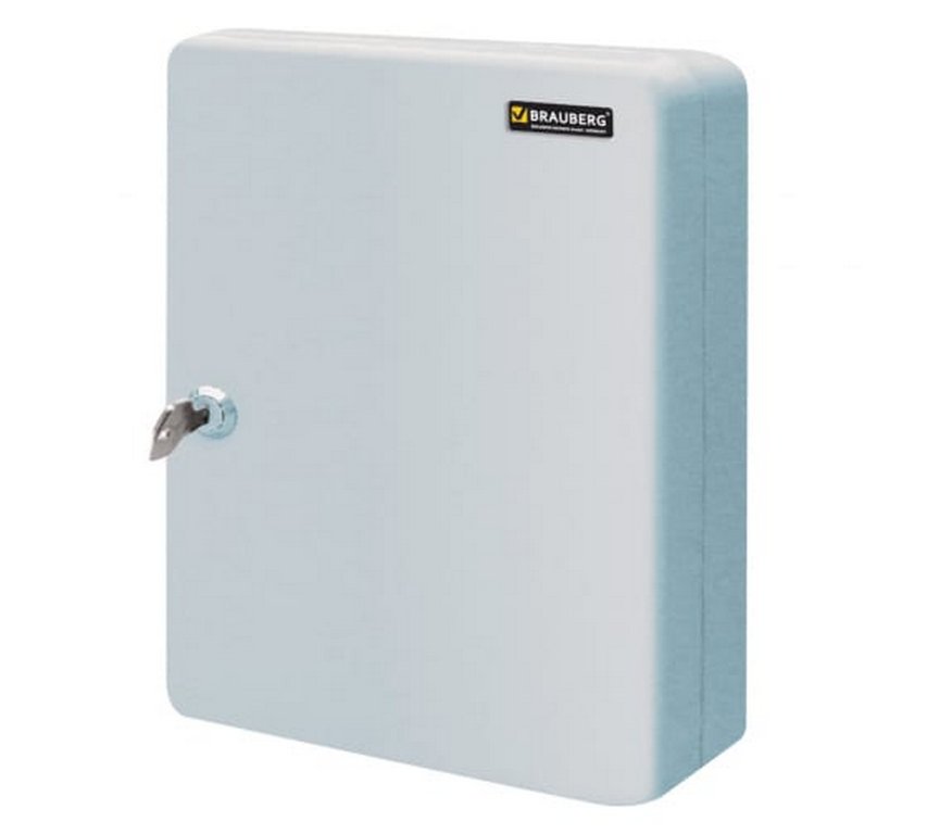 Шкаф для хранения  90 ключей, серый, с брелками, 300*240*80мм, с замком, Brauberg