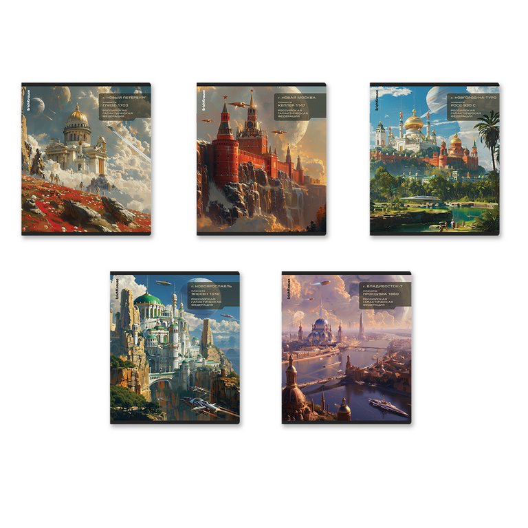 Тетрадь 48 лист кл. А5+ на скрепке "Russian Galaxy" ErichKrause, 5 видов