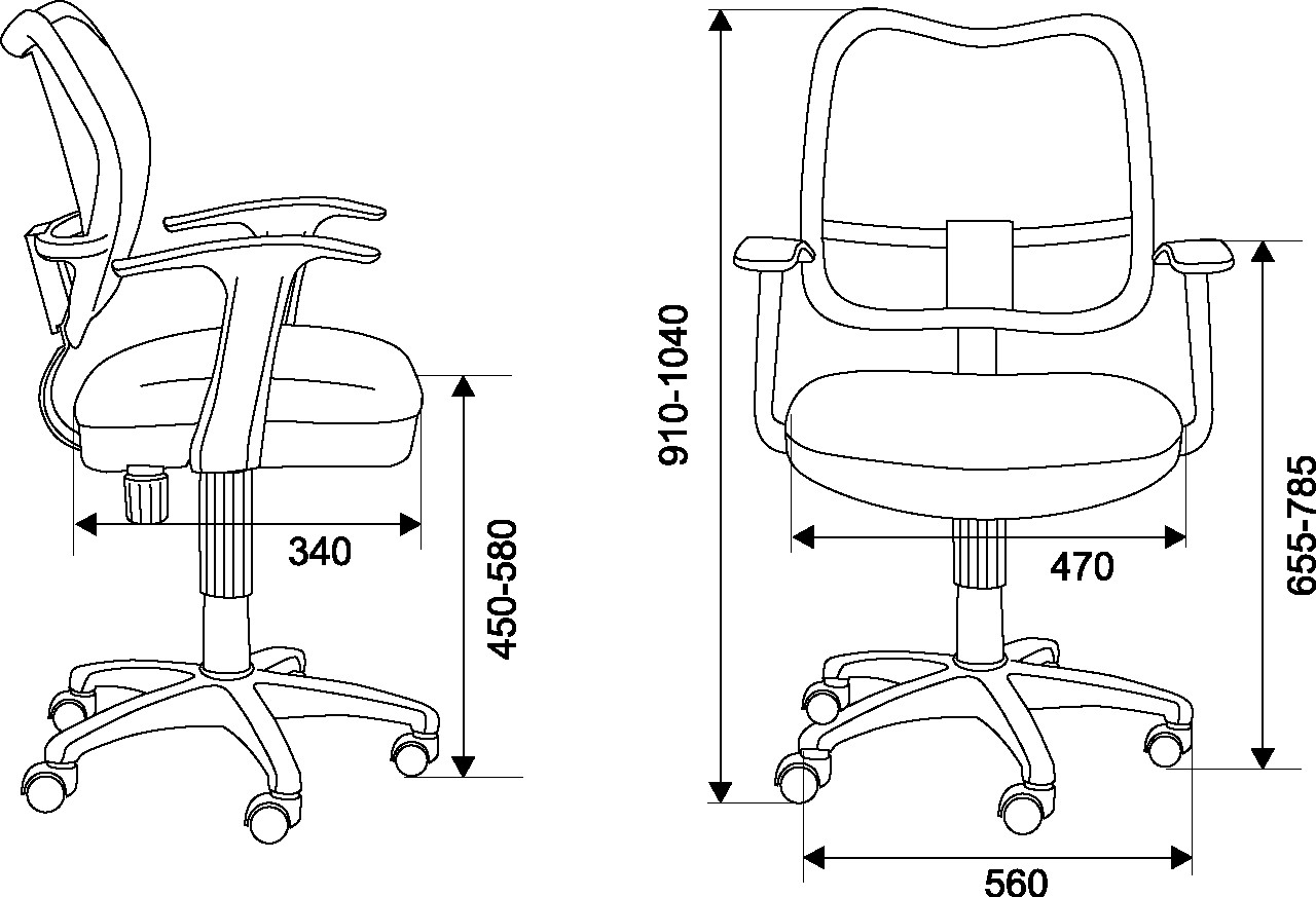 Кресло оператора CH-797AXSN (спинка-черная сетка, сиденье-черная ткань) до 120 кг