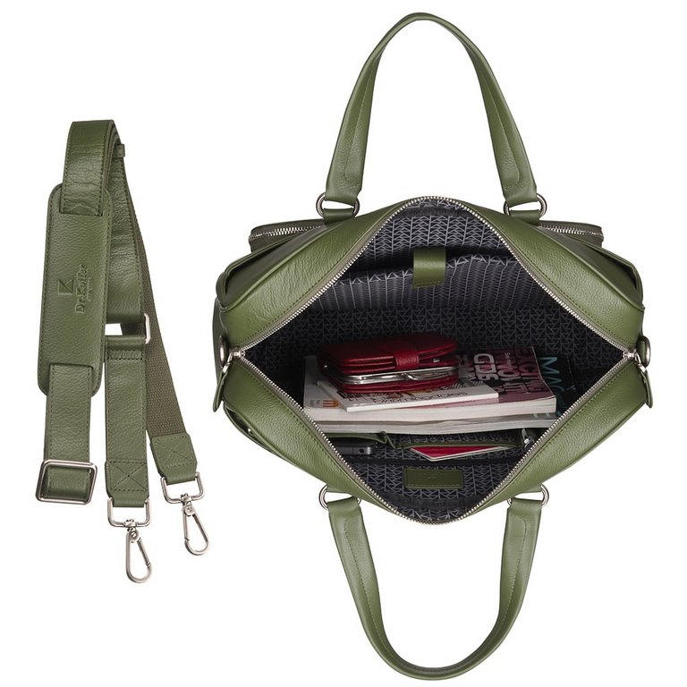 Сумка мужская Dr.Koffer 38*28*9 см, нат. кожа, на плечевом ремне, зеленая