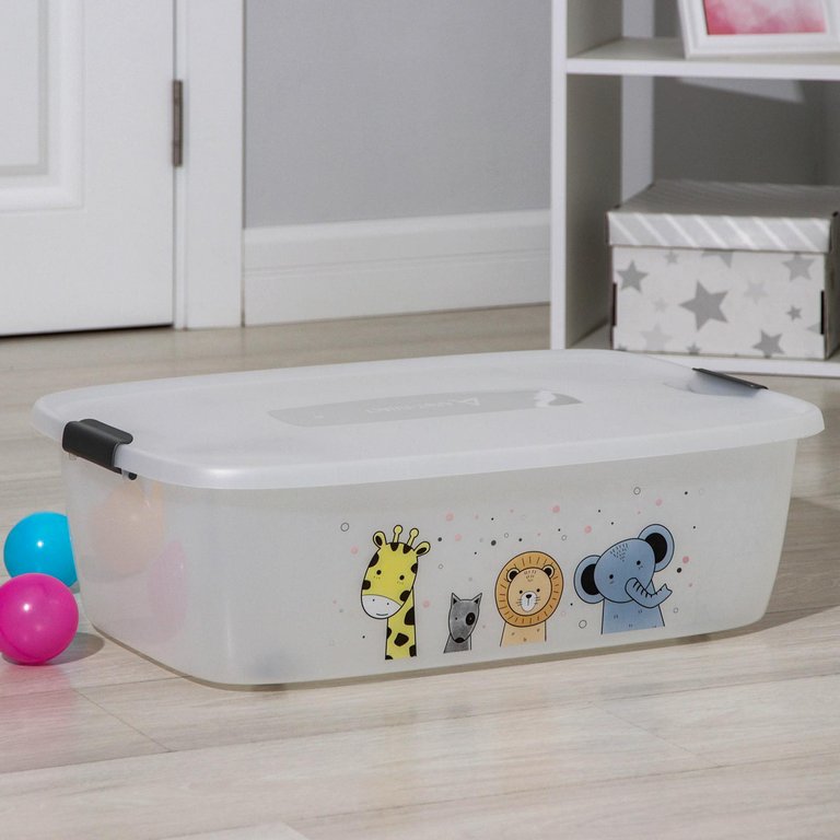 Контейнер для хранения на колёсиках детский, 32 л, пластиковый с крышкой