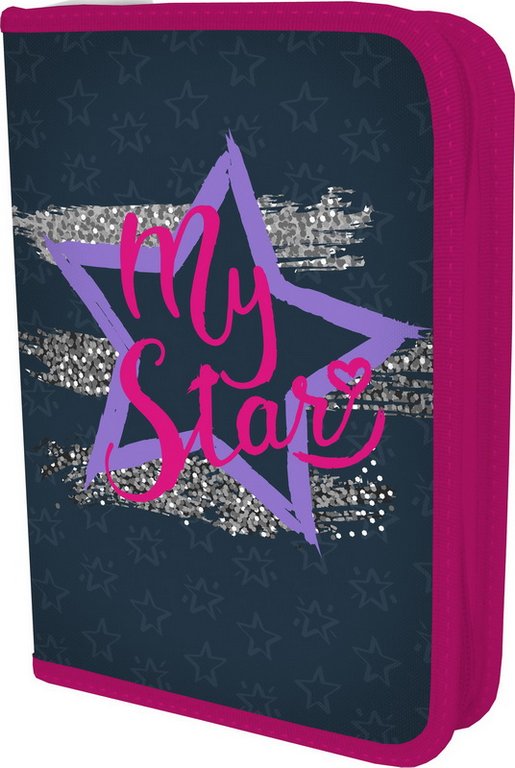 Пенал 1 отд. 1 откид. планка для девочки Seventeen "Звезда" 20*13см (ткань)