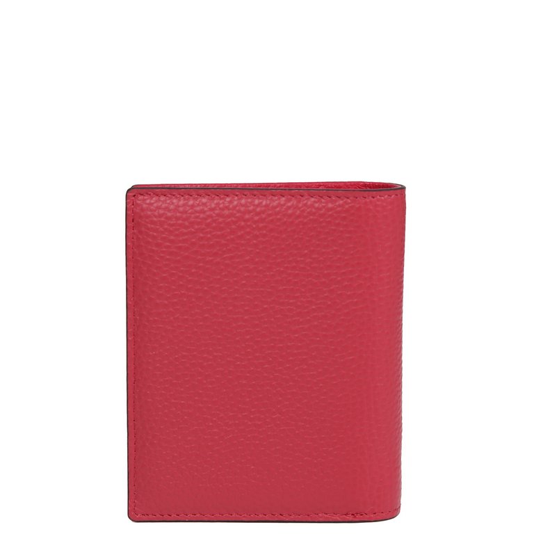 Портмоне FABRETTI женское, нат. кожа, 11*9*2,5 см, коралловый