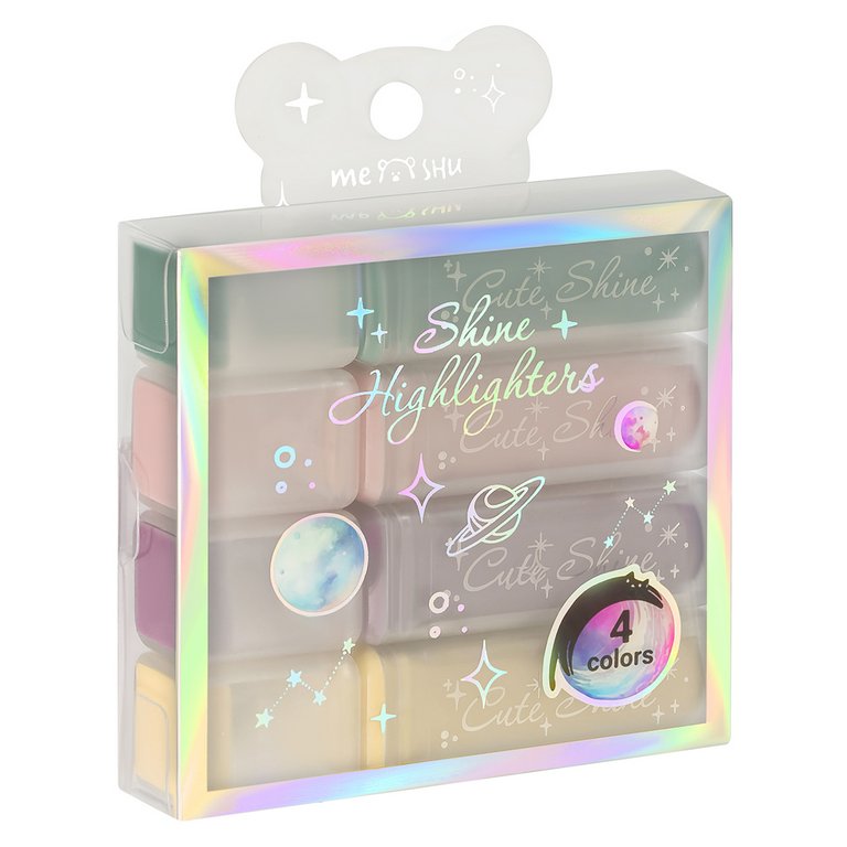 Набор текст-маркеров  4 шт  MINI MESHU "Shine" 1-5 мм (желт, фиолет, розов, зелен)