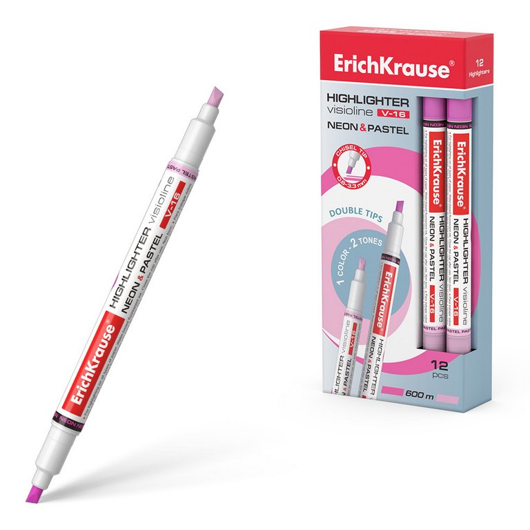 Текст-маркер  двусторонний ErichKrause  V-16 розовый Neon/розовый Pastel