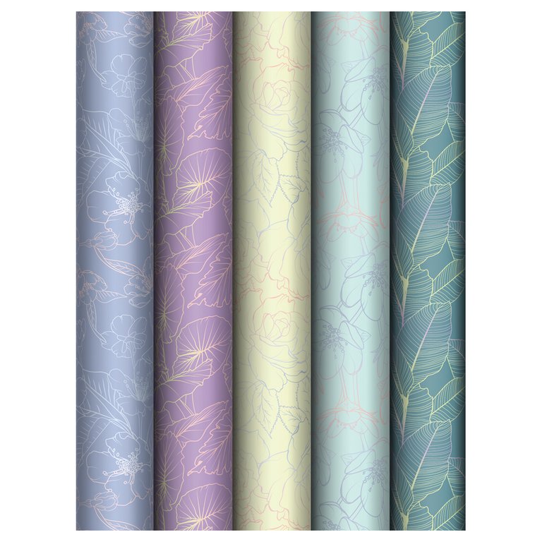 Бумага упаковочная 70*100см  в рулоне (ассорти) "Grace twigs" MESHU